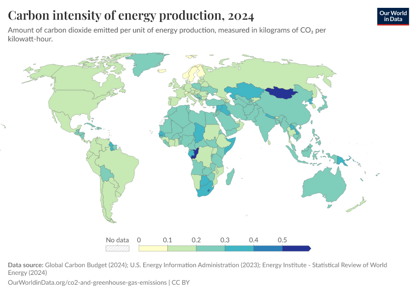 A thumbnail of the "Carbon intensity of energy production" chart