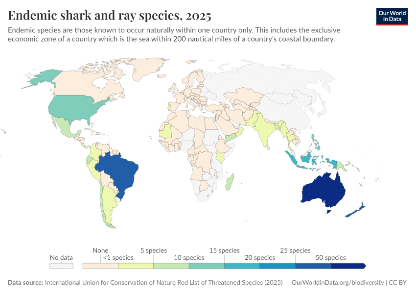 A thumbnail of the "Endemic shark and ray species" chart