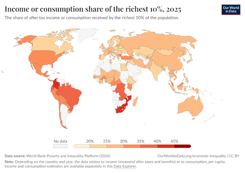 A thumbnail of the "Income or consumption share of the richest 10%" chart
