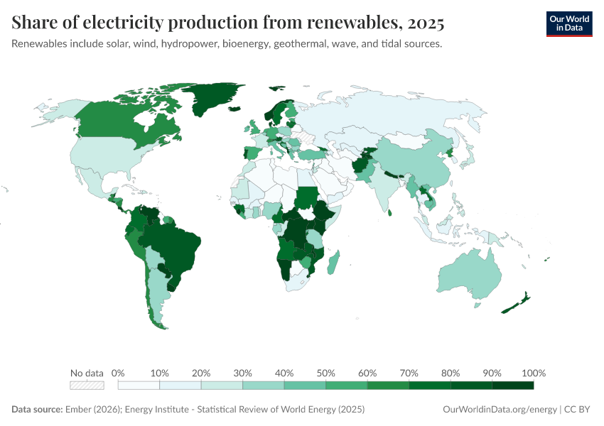 A thumbnail of the "Share of electricity production from renewables" chart