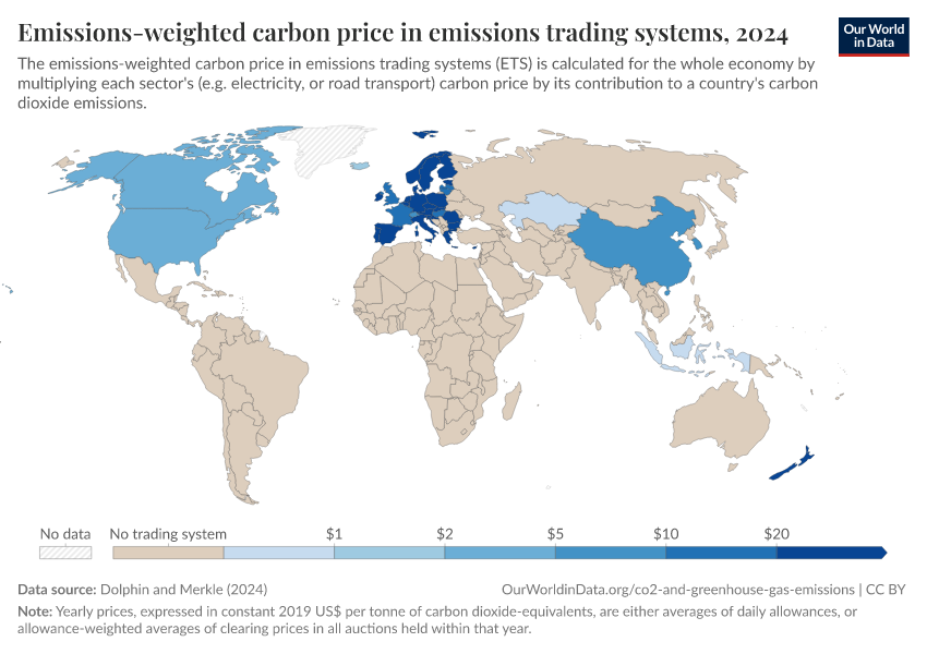 A thumbnail of the "Emissions-weighted carbon price in emissions trading systems" chart